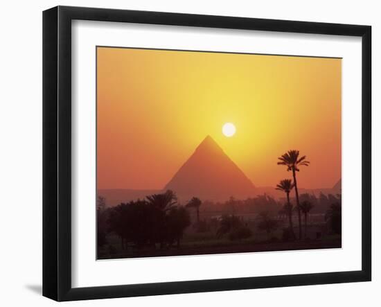 Pyramid Silhouetted at Sunset, Giza, UNESCO World Heritage Site, Cairo, Egypt, North Africa, Africa-Groenendijk Peter-Framed Photographic Print