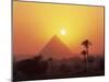 Pyramid Silhouetted at Sunset, Giza, UNESCO World Heritage Site, Cairo, Egypt, North Africa, Africa-Groenendijk Peter-Mounted Photographic Print