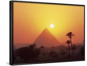 Pyramid Silhouetted at Sunset, Giza, UNESCO World Heritage Site, Cairo, Egypt, North Africa, Africa-Groenendijk Peter-Framed Photographic Print