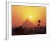 Pyramid Silhouetted at Sunset, Giza, UNESCO World Heritage Site, Cairo, Egypt, North Africa, Africa-Groenendijk Peter-Framed Photographic Print