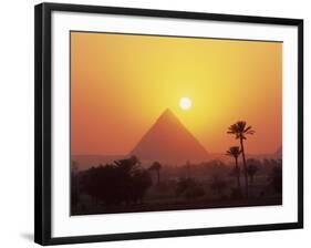 Pyramid Silhouetted at Sunset, Giza, UNESCO World Heritage Site, Cairo, Egypt, North Africa, Africa-Groenendijk Peter-Framed Photographic Print