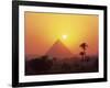 Pyramid Silhouetted at Sunset, Giza, UNESCO World Heritage Site, Cairo, Egypt, North Africa, Africa-Groenendijk Peter-Framed Photographic Print