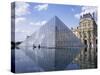 Pyramide and Palais Du Louvre, Musee Du Louvre, Paris, France, Europe-Rainford Roy-Stretched Canvas