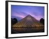 Pyramide Du Louvre Illuminated at Dusk, Musee Du Lourve, Paris, France, Europe-Nigel Francis-Framed Photographic Print