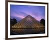 Pyramide Du Louvre Illuminated at Dusk, Musee Du Lourve, Paris, France, Europe-Nigel Francis-Framed Photographic Print