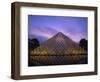 Pyramide Du Louvre Illuminated at Dusk, Musee Du Lourve, Paris, France, Europe-Nigel Francis-Framed Photographic Print