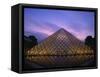 Pyramide Du Louvre Illuminated at Dusk, Musee Du Lourve, Paris, France, Europe-Nigel Francis-Framed Stretched Canvas