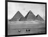 Pyramids and Three Riders on Camels Photograph - Egypt-Lantern Press-Framed Art Print