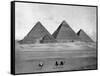 Pyramids and Three Riders on Camels Photograph - Egypt-Lantern Press-Framed Stretched Canvas