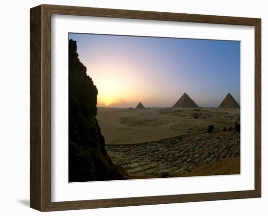 Pyramids at Giza, Menkaure, Khufu, Khafre, Egypt-Kenneth Garrett-Framed Premium Photographic Print