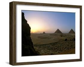 Pyramids at Giza, Menkaure, Khufu, Khafre, Egypt-Kenneth Garrett-Framed Premium Photographic Print