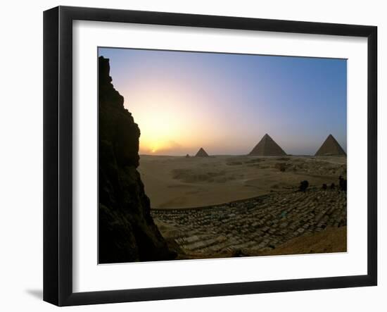 Pyramids at Giza, Menkaure, Khufu, Khafre, Egypt-Kenneth Garrett-Framed Premium Photographic Print