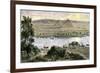 Pyramids at Gizeh, with Dhows on the Nile River in Egypt-null-Framed Giclee Print