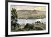 Pyramids at Gizeh, with Dhows on the Nile River in Egypt-null-Framed Giclee Print