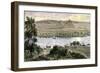 Pyramids at Gizeh, with Dhows on the Nile River in Egypt-null-Framed Giclee Print