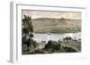 Pyramids at Gizeh, with Dhows on the Nile River in Egypt-null-Framed Giclee Print