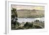 Pyramids at Gizeh, with Dhows on the Nile River in Egypt-null-Framed Giclee Print