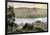 Pyramids at Gizeh, with Dhows on the Nile River in Egypt-null-Framed Giclee Print