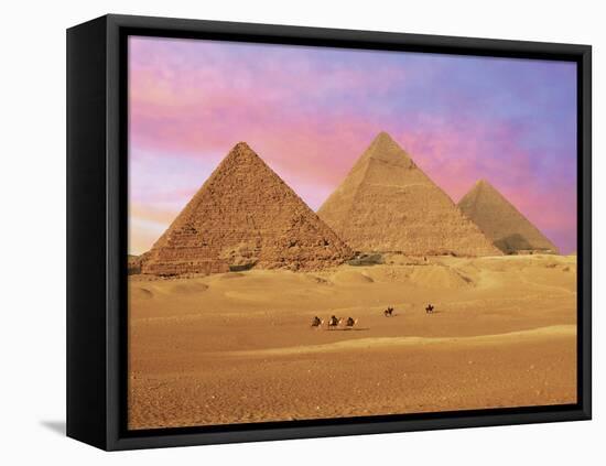 Pyramids at Sunset, Giza, Cairo, Egypt-Miva Stock-Framed Stretched Canvas