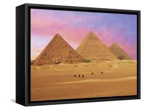 Pyramids at Sunset, Giza, Cairo, Egypt-Miva Stock-Framed Stretched Canvas