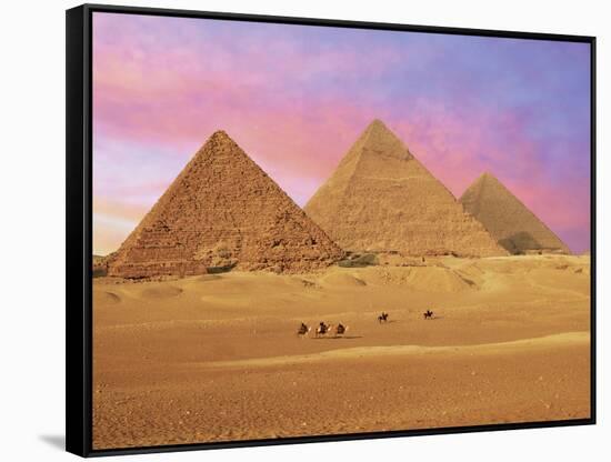 Pyramids at Sunset, Giza, Cairo, Egypt-Miva Stock-Framed Stretched Canvas