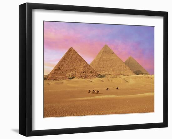 Pyramids at Sunset, Giza, Cairo, Egypt-Miva Stock-Framed Premium Photographic Print