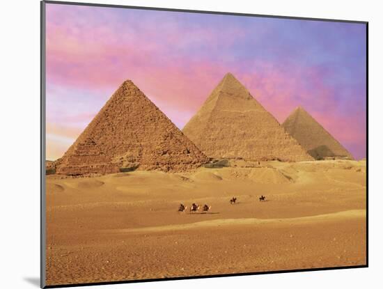 Pyramids at Sunset, Giza, Cairo, Egypt-Miva Stock-Mounted Premium Photographic Print