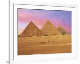 Pyramids at Sunset, Giza, Cairo, Egypt-Miva Stock-Framed Photographic Print