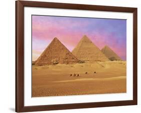 Pyramids at Sunset, Giza, Cairo, Egypt-Miva Stock-Framed Photographic Print