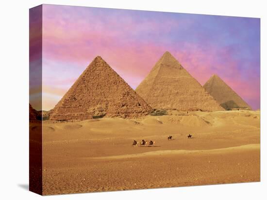 Pyramids at Sunset, Giza, Cairo, Egypt-Miva Stock-Stretched Canvas