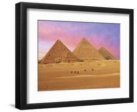 Pyramids at Sunset, Giza, Cairo, Egypt-Miva Stock-Framed Photographic Print