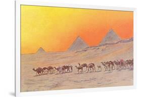 Pyramids, Camels, Egypt-null-Framed Art Print