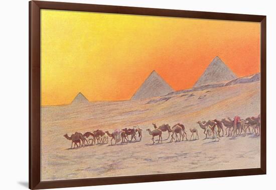 Pyramids, Camels, Egypt-null-Framed Art Print