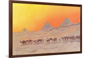 Pyramids, Camels, Egypt-null-Framed Art Print