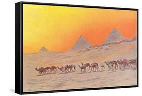 Pyramids, Camels, Egypt-null-Framed Stretched Canvas