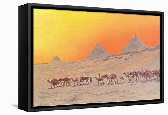 Pyramids, Camels, Egypt-null-Framed Stretched Canvas