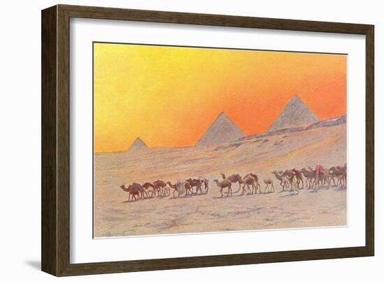 Pyramids, Camels, Egypt-null-Framed Art Print