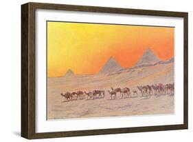 Pyramids, Camels, Egypt-null-Framed Art Print