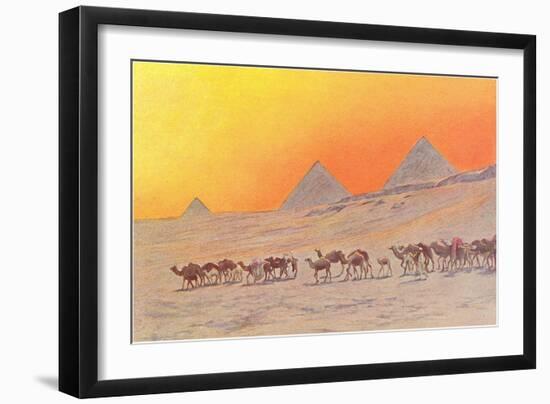 Pyramids, Camels, Egypt-null-Framed Art Print