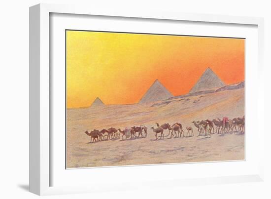 Pyramids, Camels, Egypt-null-Framed Art Print