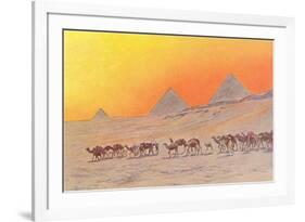 Pyramids, Camels, Egypt-null-Framed Art Print