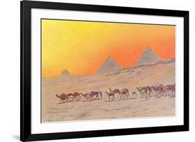 Pyramids, Camels, Egypt-null-Framed Art Print