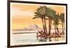 Pyramids from across the Nile, Palms, Camels, Egypt-null-Framed Art Print