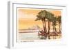 Pyramids from across the Nile, Palms, Camels, Egypt-null-Framed Art Print