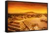 Pyramids of the Sun and Moon on the Avenue of the Dead, Teotihuacan Ancient Historic Cultural City,-Anna Omelchenko-Framed Stretched Canvas