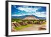 Pyramids of the Sun and Moon on the Avenue of the Dead, Teotihuacan Ancient Historic Cultural City,-Anna Omelchenko-Framed Photographic Print