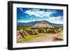 Pyramids of the Sun and Moon on the Avenue of the Dead, Teotihuacan Ancient Historic Cultural City,-Anna Omelchenko-Framed Photographic Print