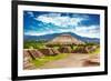 Pyramids of the Sun and Moon on the Avenue of the Dead, Teotihuacan Ancient Historic Cultural City,-Anna Omelchenko-Framed Photographic Print