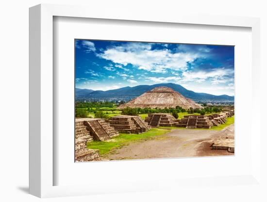 Pyramids of the Sun and Moon on the Avenue of the Dead, Teotihuacan Ancient Historic Cultural City,-Anna Omelchenko-Framed Photographic Print