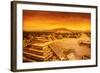 Pyramids of the Sun and Moon on the Avenue of the Dead, Teotihuacan Ancient Historic Cultural City,-Anna Omelchenko-Framed Photographic Print